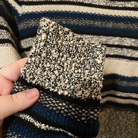 Vince Multicolor Textured Stripe Wool Blend Boatneck Pullover Sweater - Picture 6 of 10